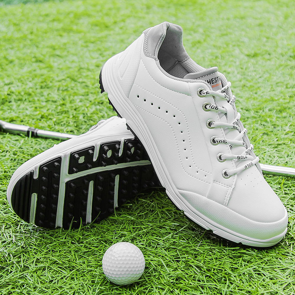 Mens Black Dingless Golf Shoes Design with Cotton Lining Breathable Golf Training Sneaker