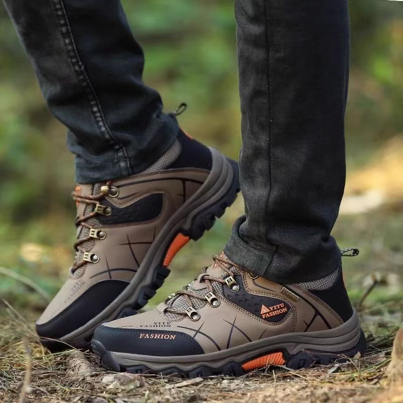 Ready Ship Man's Big Size Hiking Shoes Breathable Outdoor Waterproof Non-Slip Feature Lighted Autumn Winter Season Mesh Insole