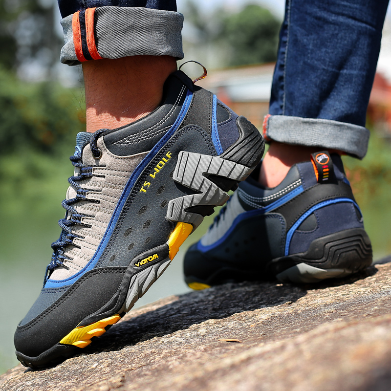 Customizable Men's Outdoor Hiking Shoes Lightweight All-season Breathable Anti-slip Ankle Support Factory Wholesale
