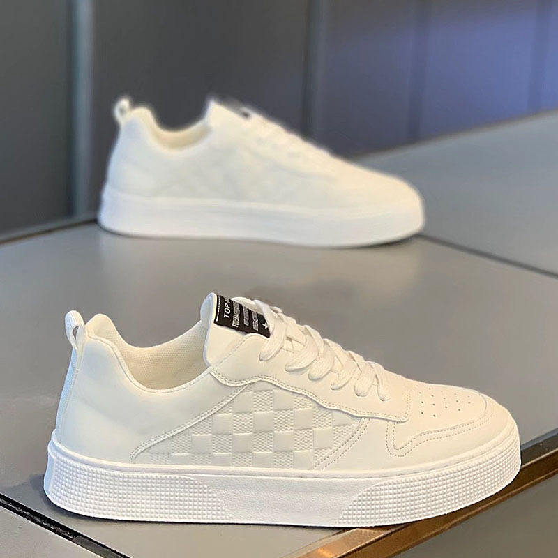 New Style PU Leather Small White Shoes Fashionable Casual Sneakers Skateboarding Shoes Walking Style Shoes for Man