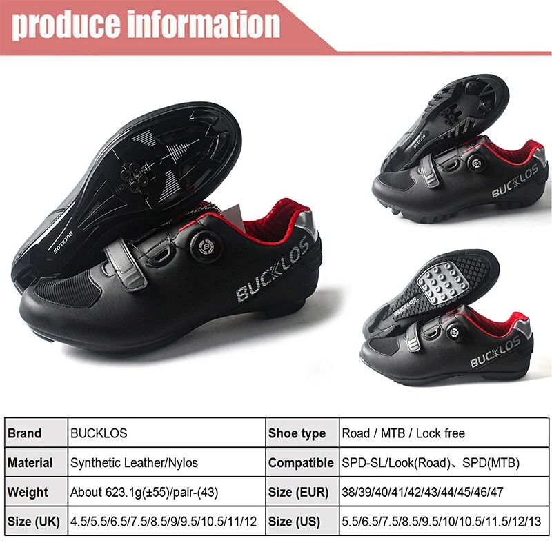 BUCKLOS Men's and Women's Road Cycling Shoes, Outdoor and Indoor Cycling Shoes, Compatible with Special Bottom Breathable Rotati