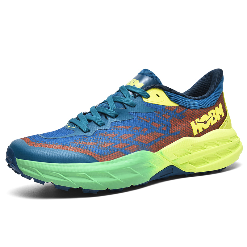 Men's Gray Trail Running Shoes with Orange and Yellow Accents - Outdoor Athletic Footwear