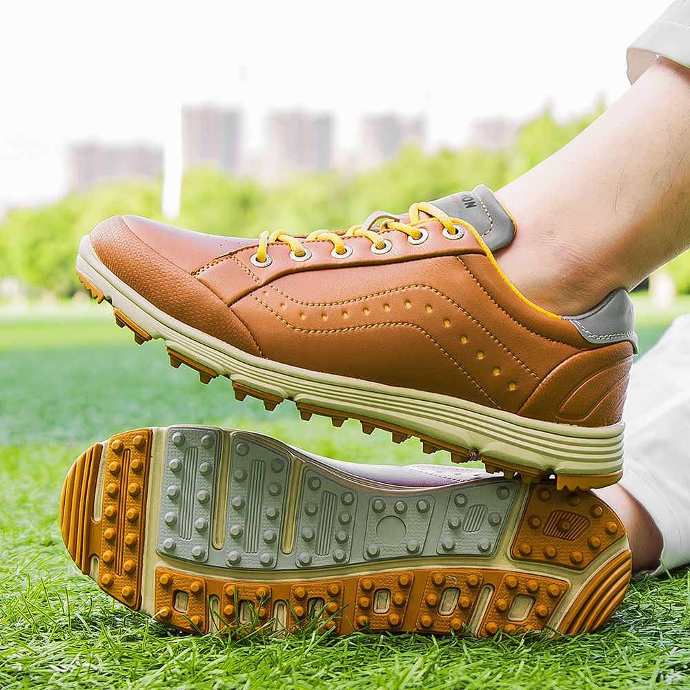 Mens Black Dingless Golf Shoes Design with Cotton Lining Breathable Golf Training Sneaker