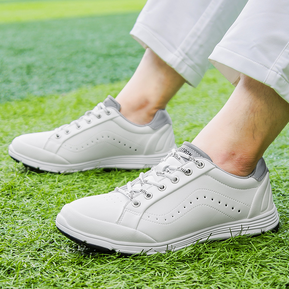 Mens Black Dingless Golf Shoes Design with Cotton Lining Breathable Golf Training Sneaker