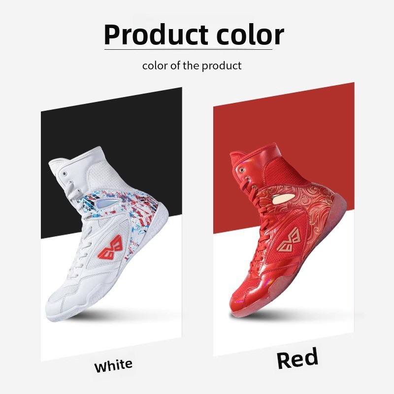 Boxing Shoes Breathable Comfortable Combat Wrestling Boots High-Top for Men Women Martial Arts Competition Training Non-Slip