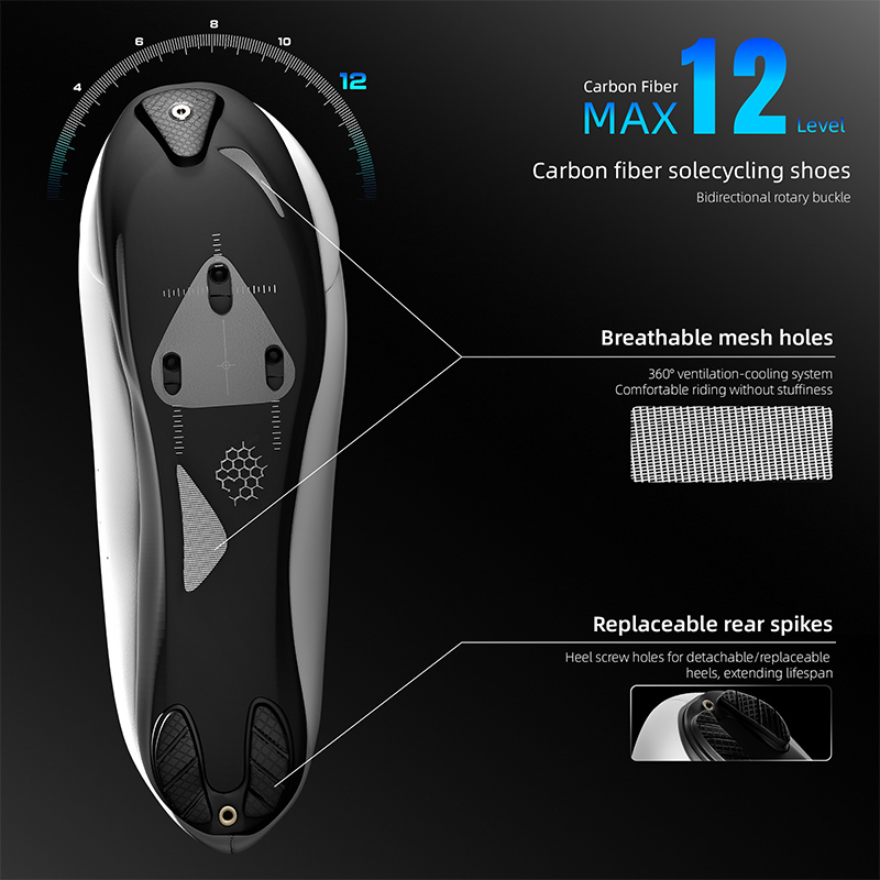 WEST BIKING Professional Cycling Shoes Carbon Fiber Sole Dual-dials Lacing Lightweight Breathable Road Bike Race Clipless Shoes