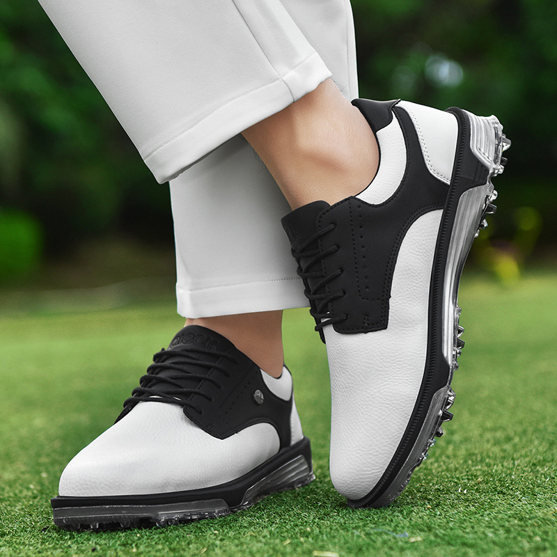 2025 PONERAIT Men's Golf Shoes Fixed Nail Waterproof Leather Upper Mesh Lining Rubber/Pu Insole Winter Spring Summer Autumn