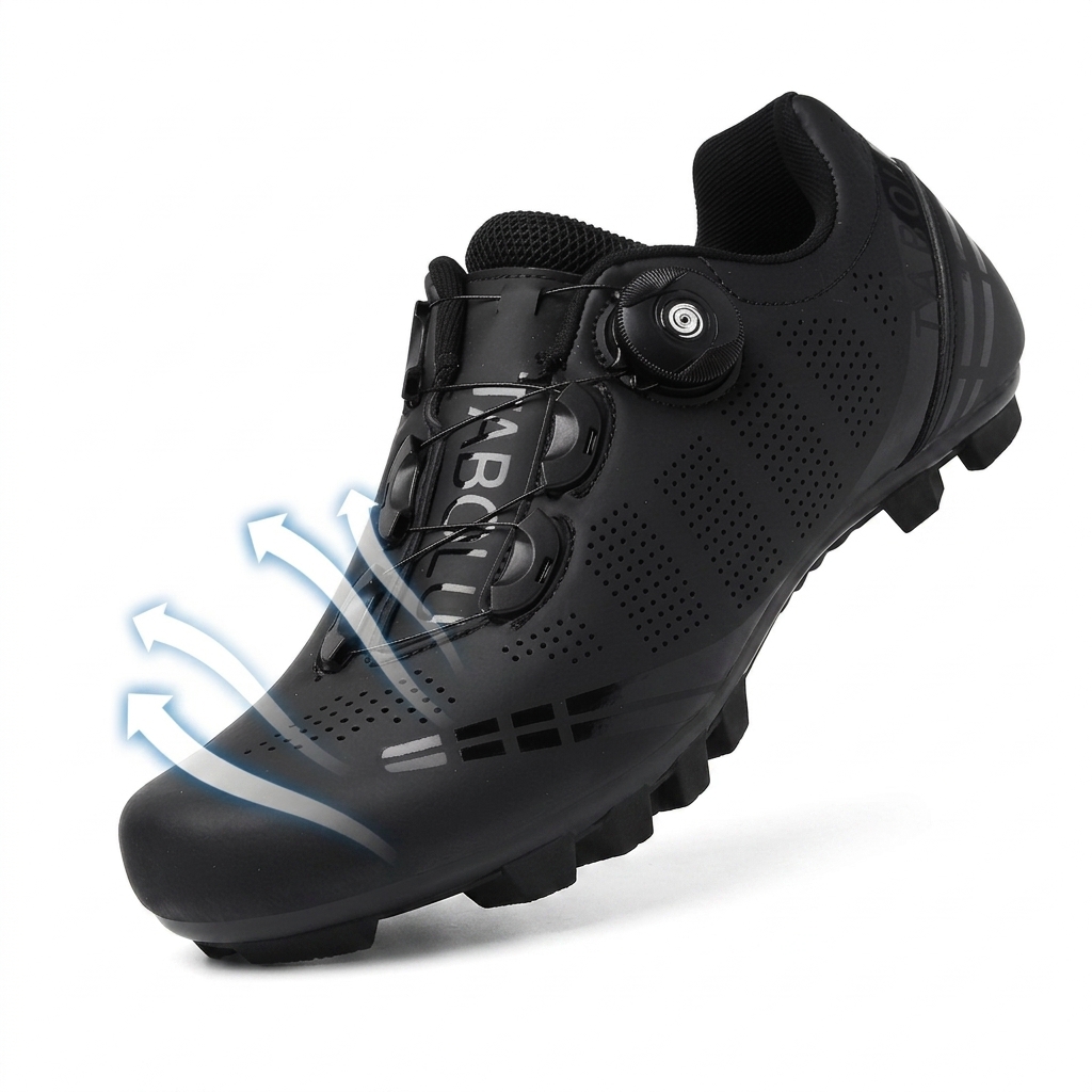 New Style Cycling Shoes Double Lock Closure Men Women Road &amp; Mountain Bike Hard Rubber Sole Wear-Resistant Support