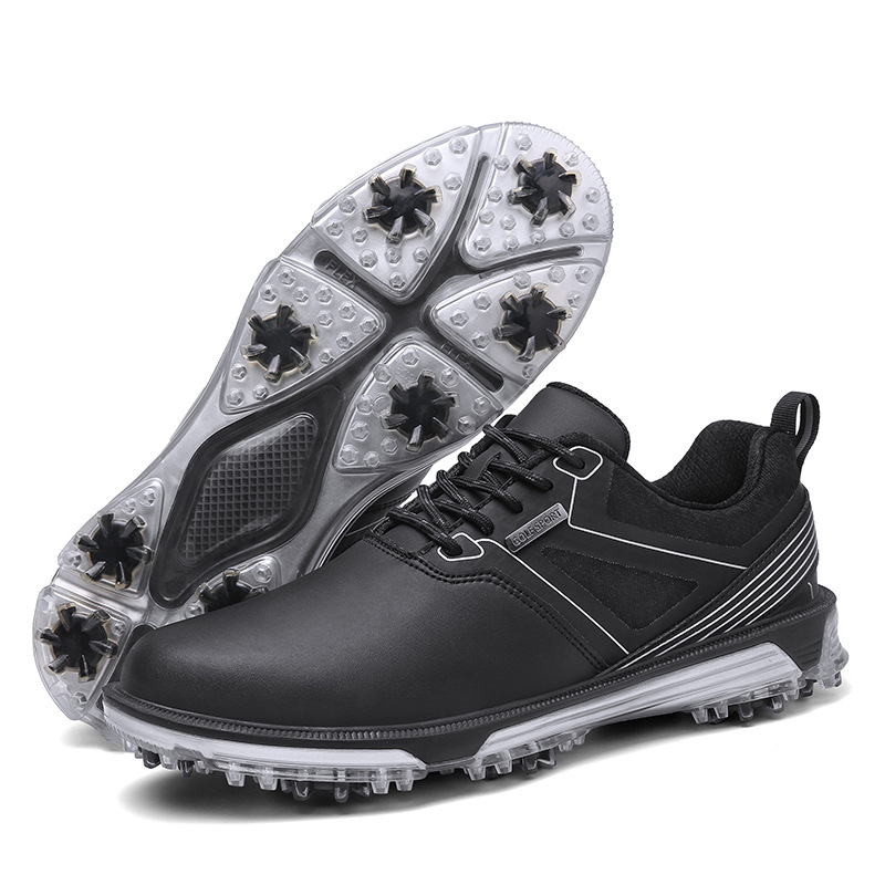 Men's Professional Training Waterproof Leather Golf Shoes Non-Slip Sneakers with Spikes for Golfing