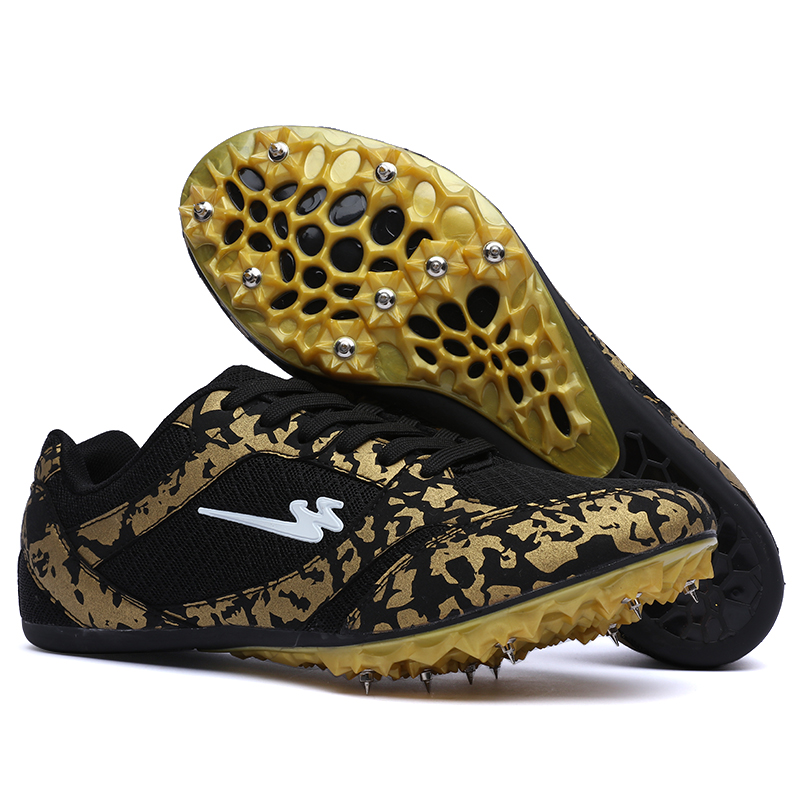 Spike Shoes for Running Adult Track and Field Gold Training Men Sprint Professional Competition Cleats Custom Shoes Manufacturer