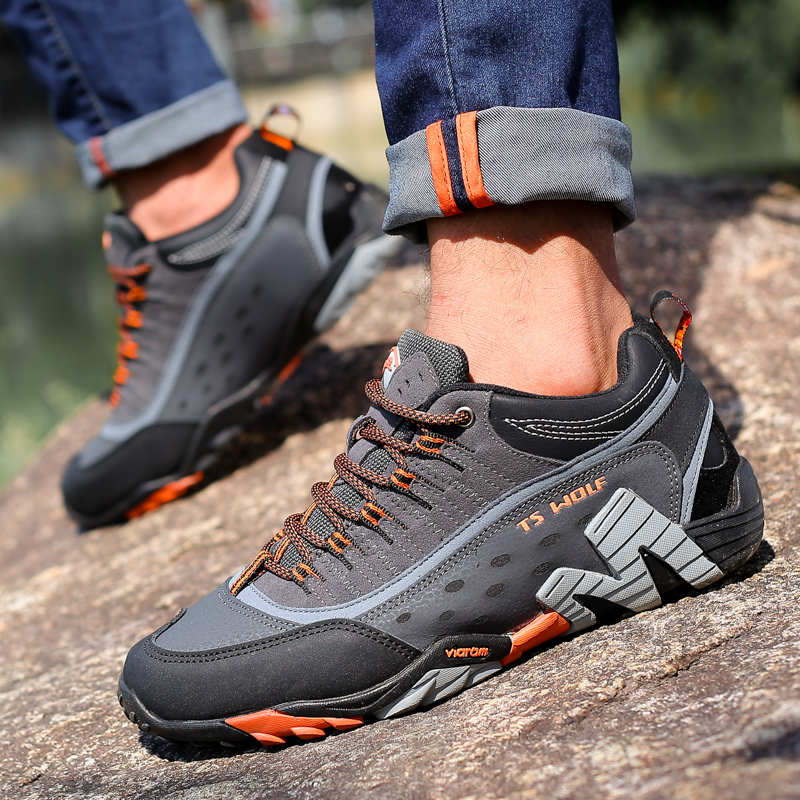 Customizable Men's Outdoor Hiking Shoes Lightweight All-season Breathable Anti-slip Ankle Support Factory Wholesale
