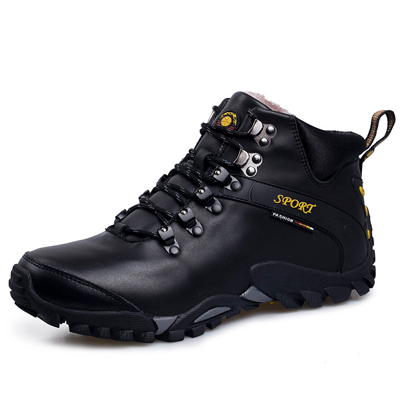Men's Cowhide High Top Mountaineering Boots Outdoor Waterproof Non-Slip Mountaineering Shoes