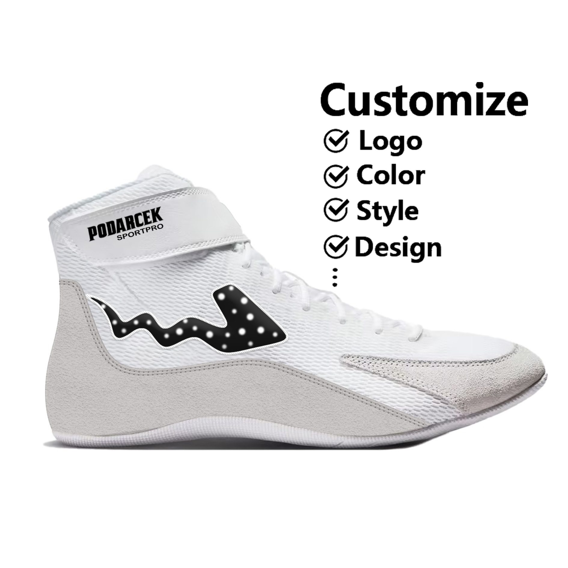 Factory Custom Oem Design Your Own Luxury Breathable Leather High Top Wrestling Shoes for Men
