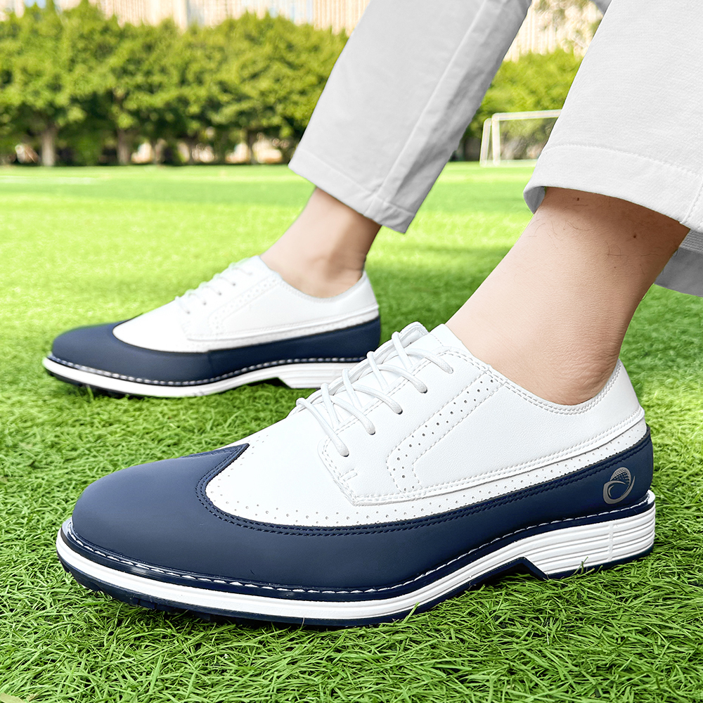 K13 Spikeless Leather Golf Shoes Men Two Tone Brogue Style Waterproof Golf Sneakers Big Size 39-49 Factory Direct