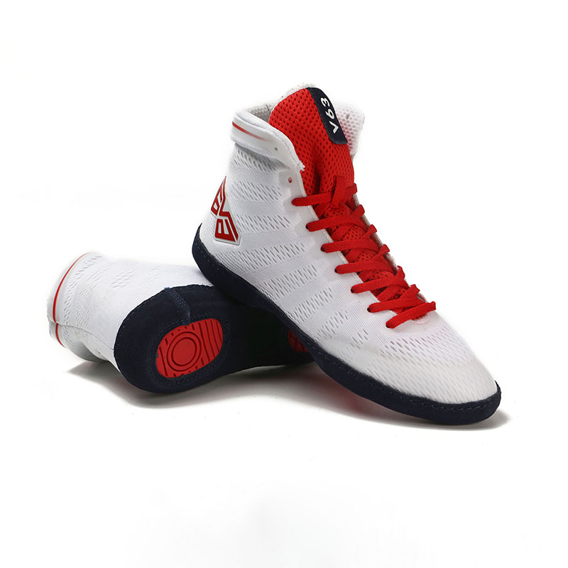 OEM Custom 2019 Men Boxing Shoes Breathable Male Wrestling Shoes with Rubber Outsole Black White Costume Mesh Lining for Winter