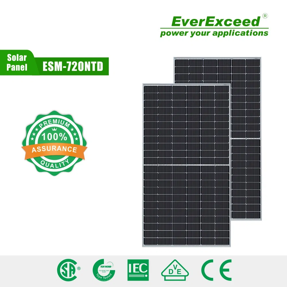 720W Módulo Solar Topcon Tipo N Bifacial de Vidro Duplo Painel Fotovoltaico de Alta Eficiência para Usinas de Energia Industrial
