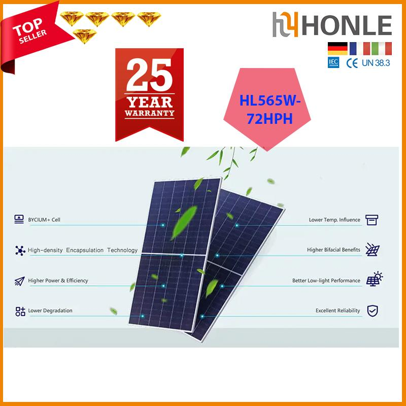 Painel Solar 565W Alta Qualidade Grau A 72cells Painel Módulos Fotovoltaicos 2024 Uso Residencial