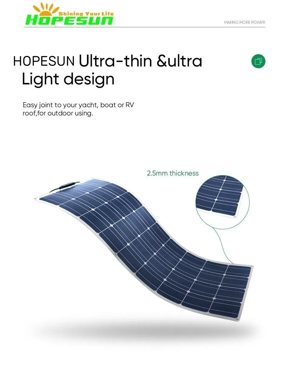 Painel Solar Fotovoltaico Mono Flexível Sunpower com Célula de Módulo PV para Telhado