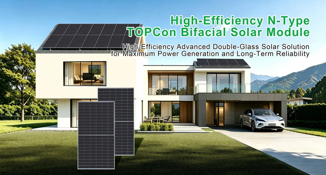 720W Módulo Solar Topcon Tipo N Bifacial de Vidro Duplo