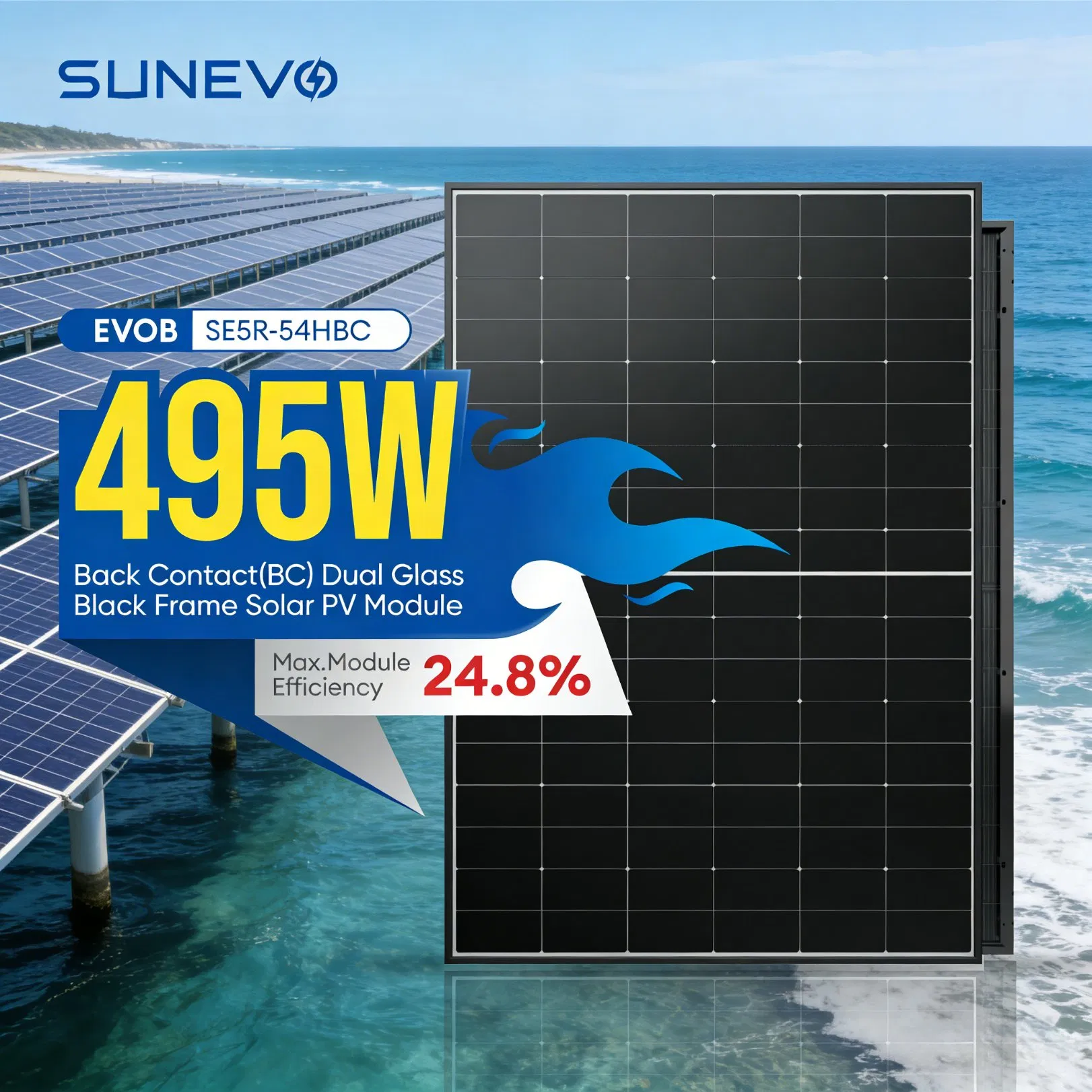 Complete 465W 470watt 495W Kit de Painéis Solares Bc com Bateria e Inversor Híbrido para Sistema de Energia Independente Off-Grid complete 465W 470watt 495W Painéis Solares Bc