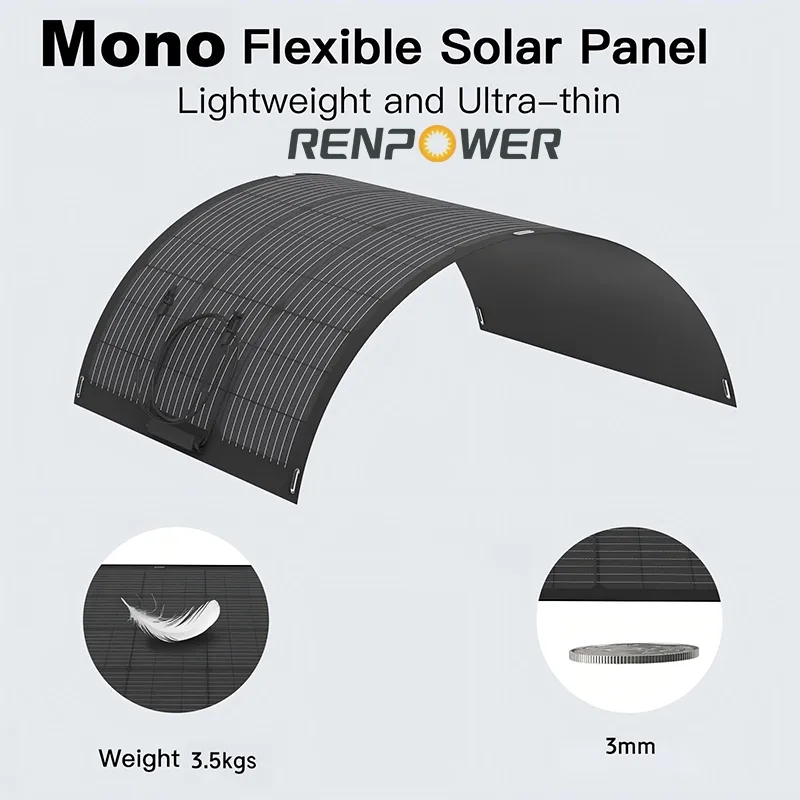 200W Kit de Painel Solar Flexível Mono 12V Ultra Fino para RV Camper fora da rede