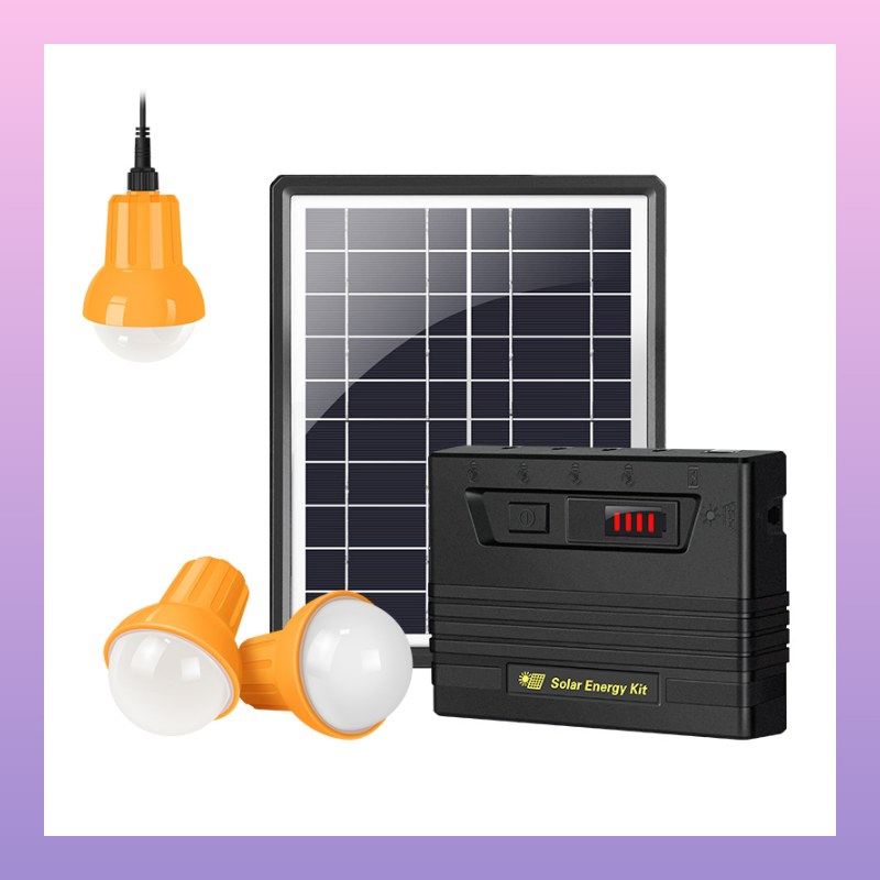 5W Sistema de Energia Solar Portátil Luz de Casa Kit de Painel Solar com 3 Lâmpadas LED
