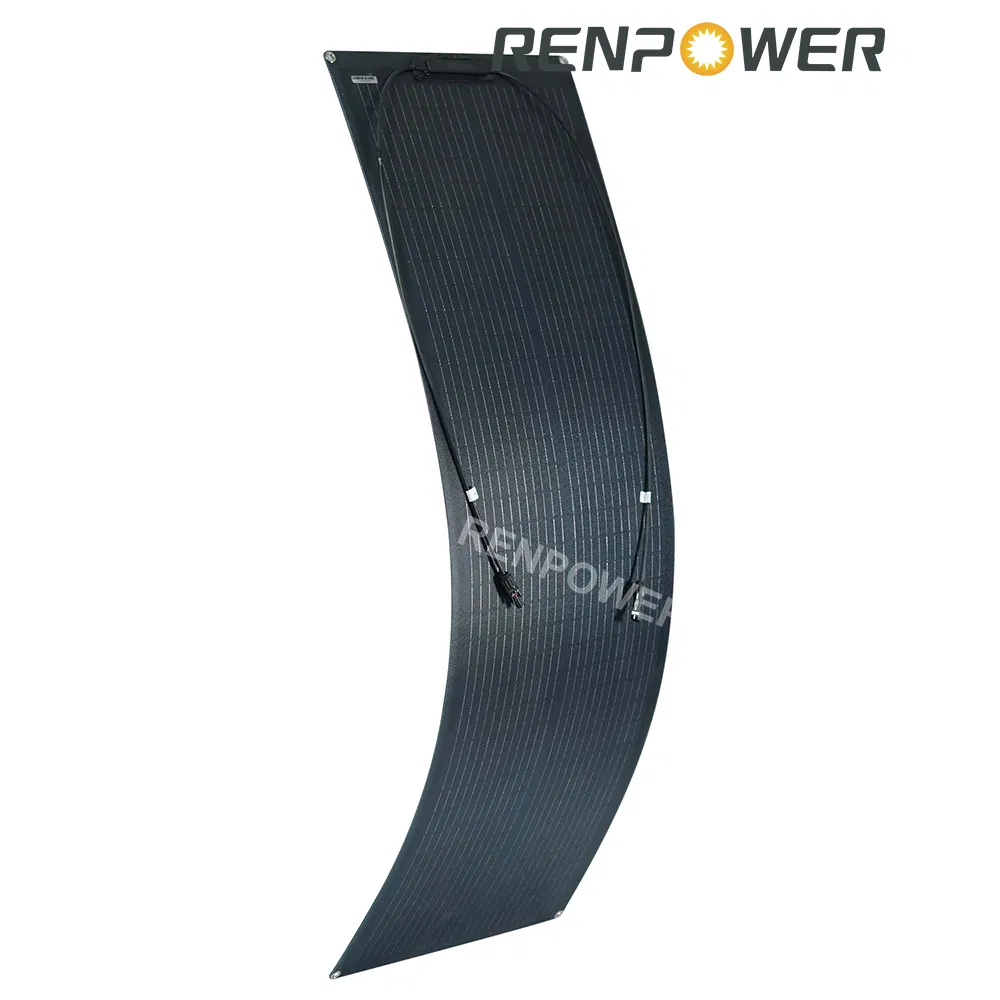 Alta Eficiência 100W 12V Leve Ultra Flexível Painel Solar Monocristalino Dobrável para Carregador Off-Grid para RV Marinho Barco Van Carro Superfícies Curvas