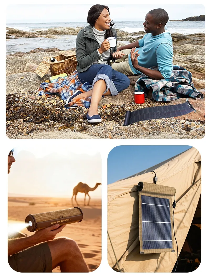 Painel Solar Flexível Portátil Rolável ETFE para Viagens ao Ar Livre - Uso externo