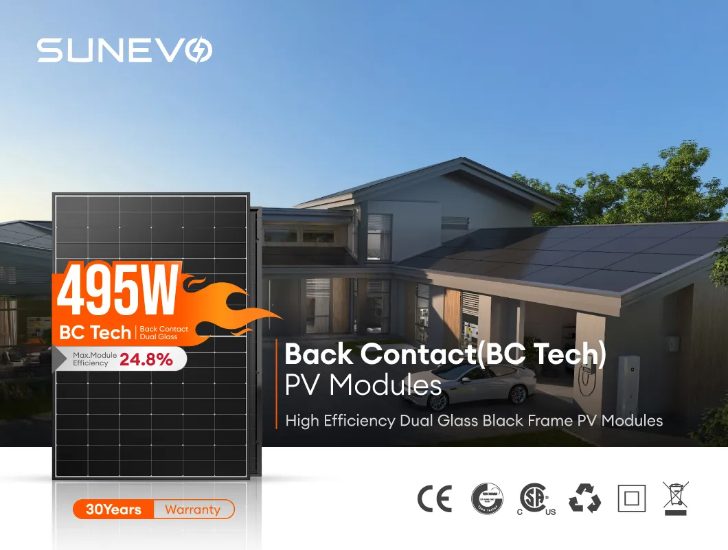Painel Solar Bc Preto Custo-Efetivo 470W 480W 495W com Compatibilidade Bos Otimizada para Sistema de Montagem em Telhados Comerciais