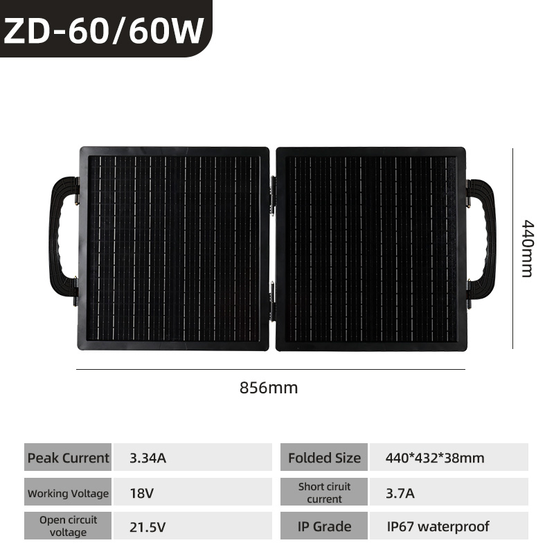 Painel Solar Monocristalino Portátil de Alta Eficiência para Uso Versátil