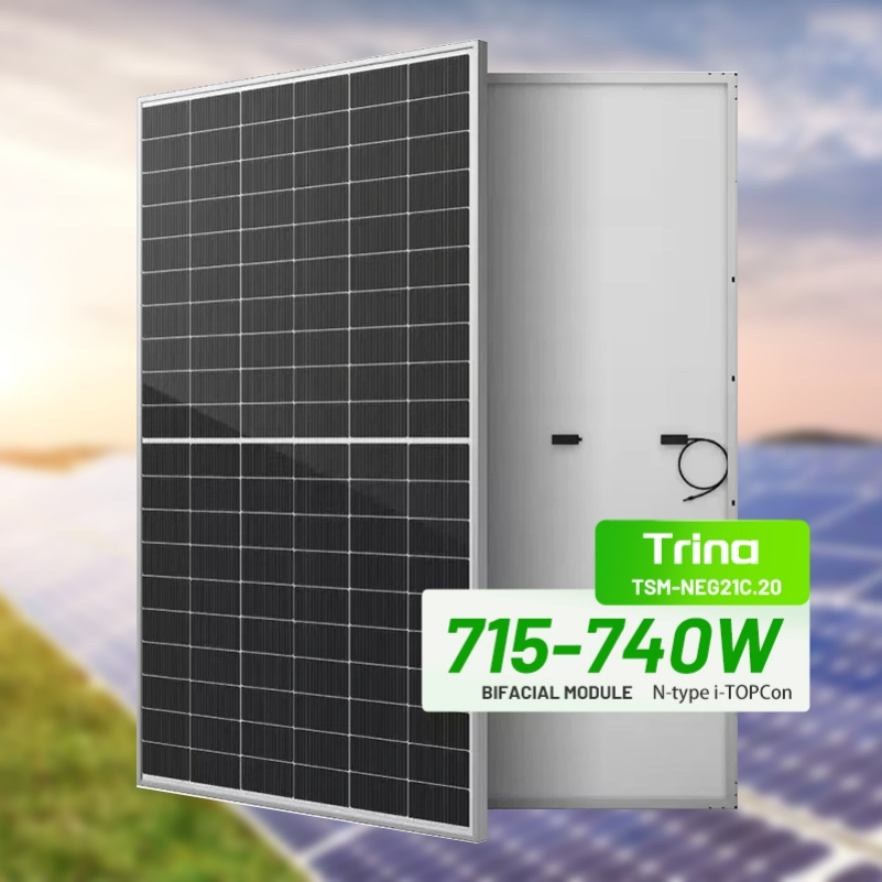 Módulo de Painel Solar Monocristalino Trina 715W 720W 725W 730W Painel PV Tipo N para Usinas de Energia Conectadas à Rede