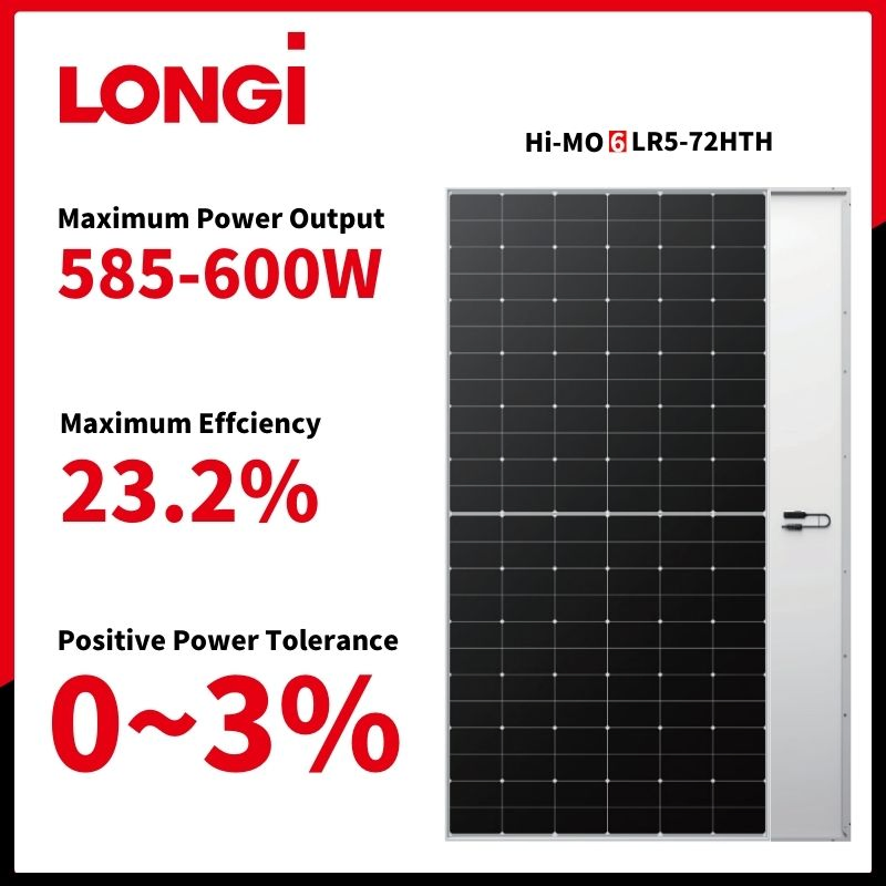 Painel PV Longi Hi-Mo X 510W, Monocristalino Tipo P para Fazendas Solares de Alta Eficiência