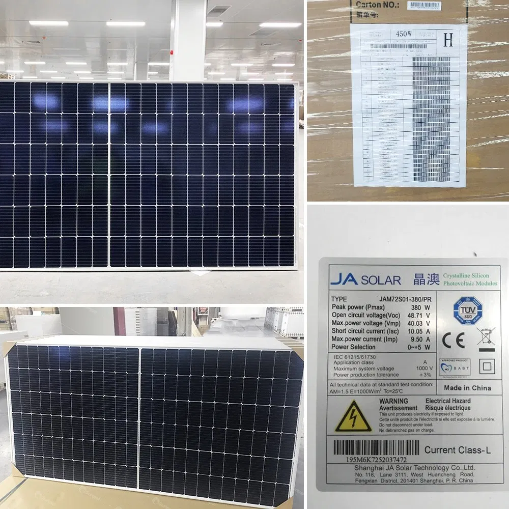 Painéis Solares Ja 380W 410W 415W Módulos Solares Monocristalinos com Estrutura Preta