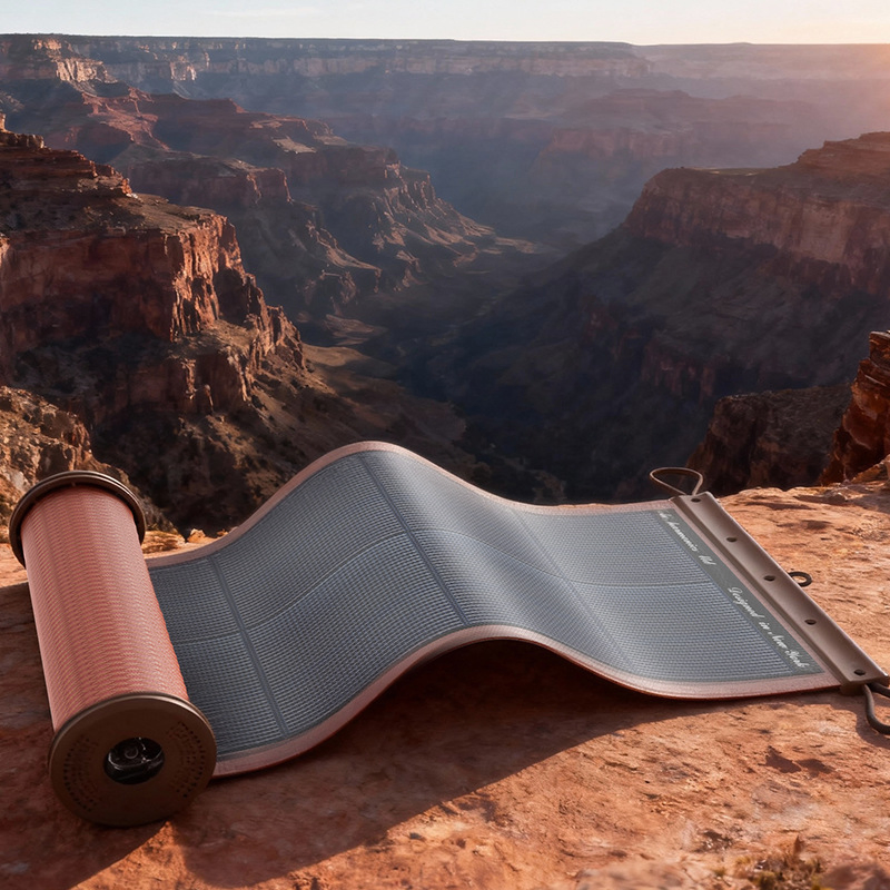 Painel Solar Flexível Portátil Rolável ETFE para Viagens ao Ar Livre