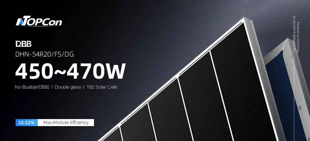 Painéis Solares Residenciais 450W 460W 470W 182mm Painel Solar de Vidro Duplo DBB para a Casa Inteira