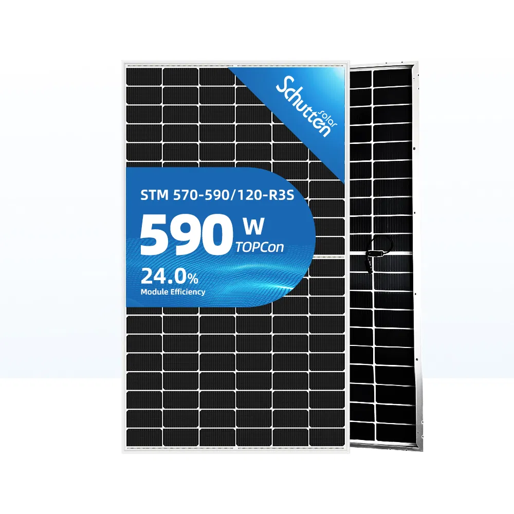 Painel Solar Bifacial de Vidro Duplo de Alta Qualidade Schutten Solar 570W 575W 580W 585W 590W, Módulo Solar PV para Uso em Sistemas Solares Residenciais e Industriais