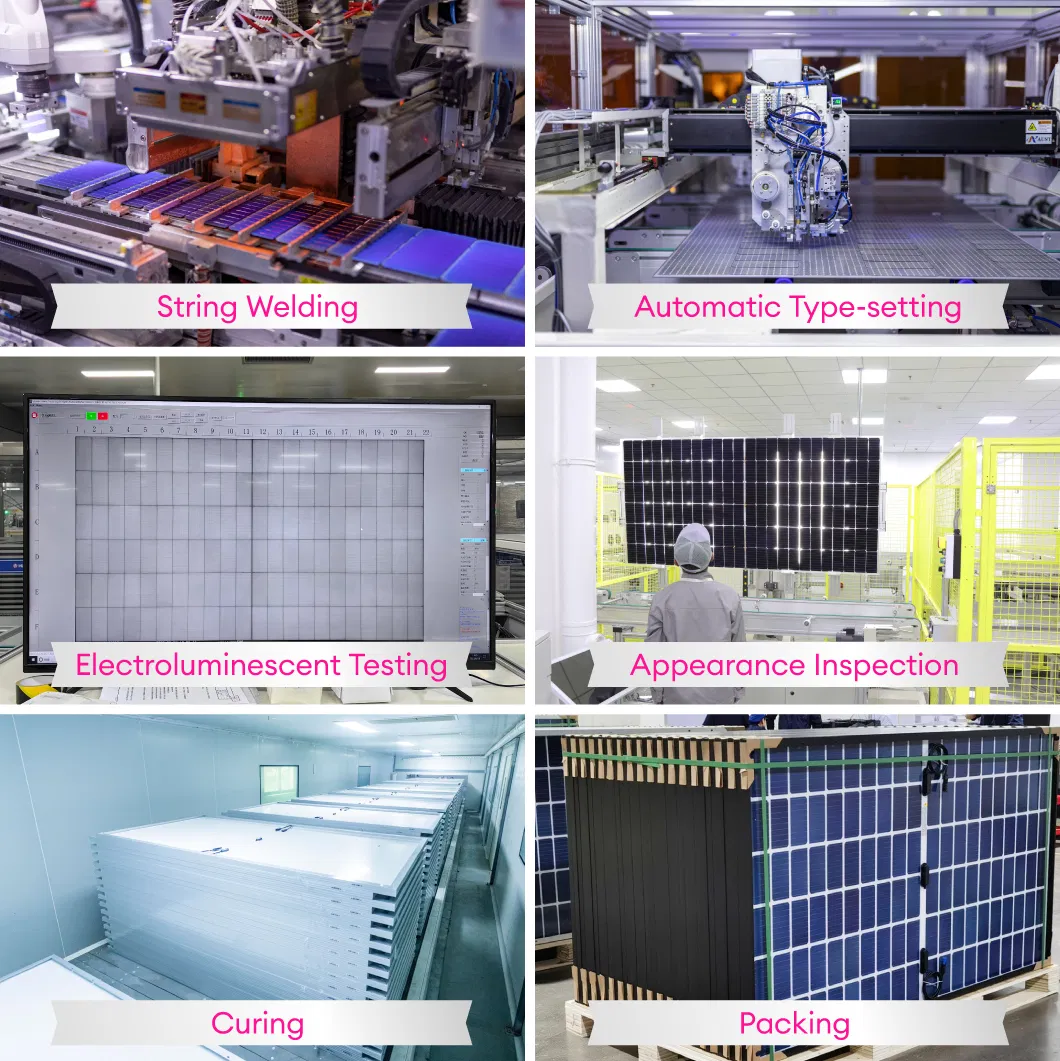 Linha de produção automatizada de painéis solares