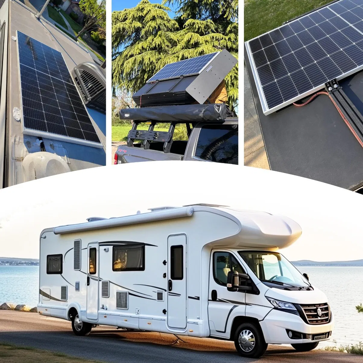 120W 18V Painel Solar de Vidro Off-Grid de Tamanho Personalizado para Camping em RV