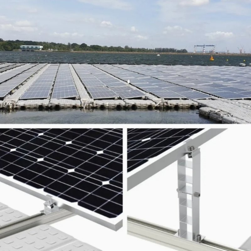 Sistema de Painéis Solares Flutuantes Montados em Plataforma Flutuante Solar