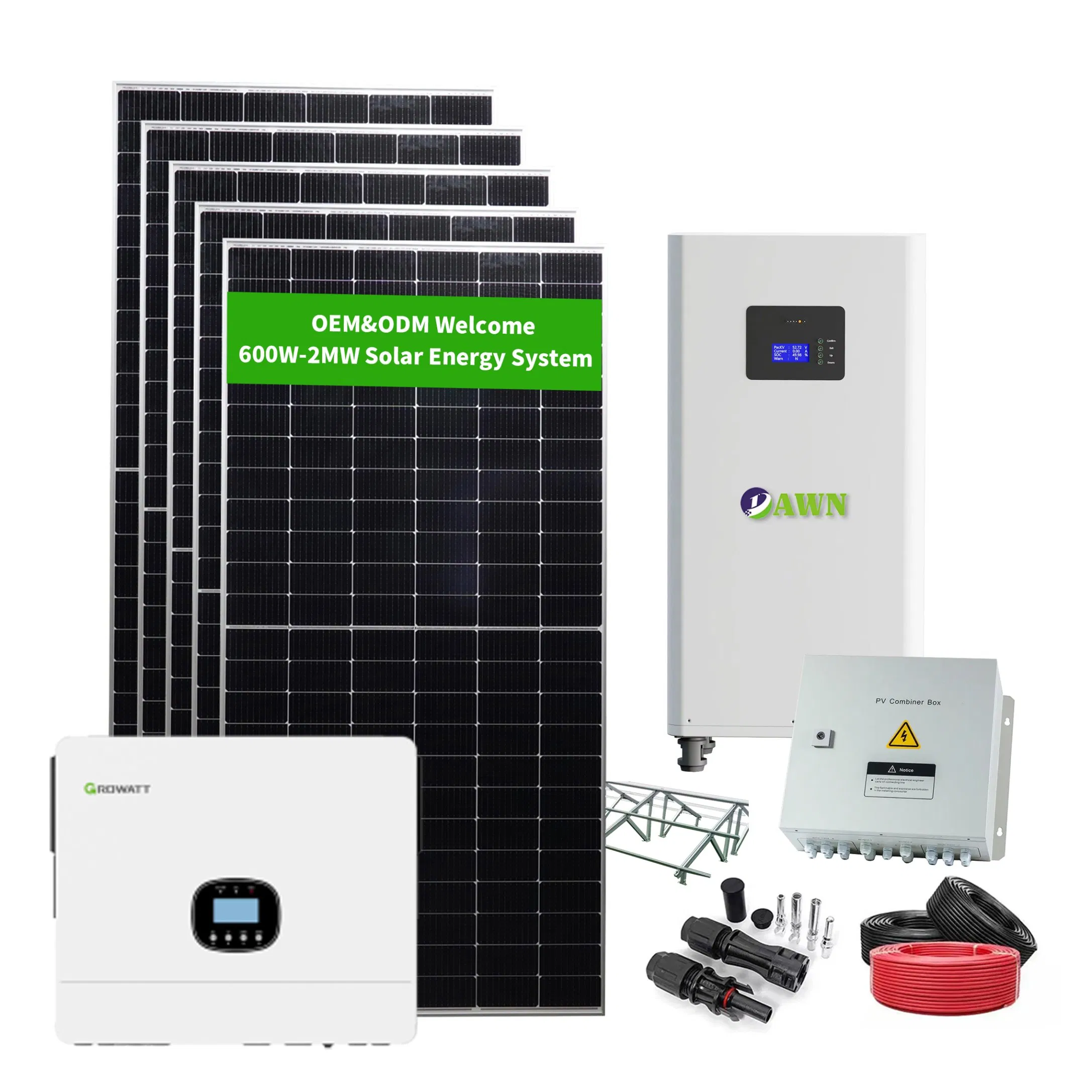 3kw 5kw 6kw 8kw 10kw 12kw 15kw 20kw 30kw 50kw 100kw 150kw 200kw 500kw 1MW 2MW Bateria de Lítio Painel FV Energia Armazenamento Kit Solar Fotovoltaico