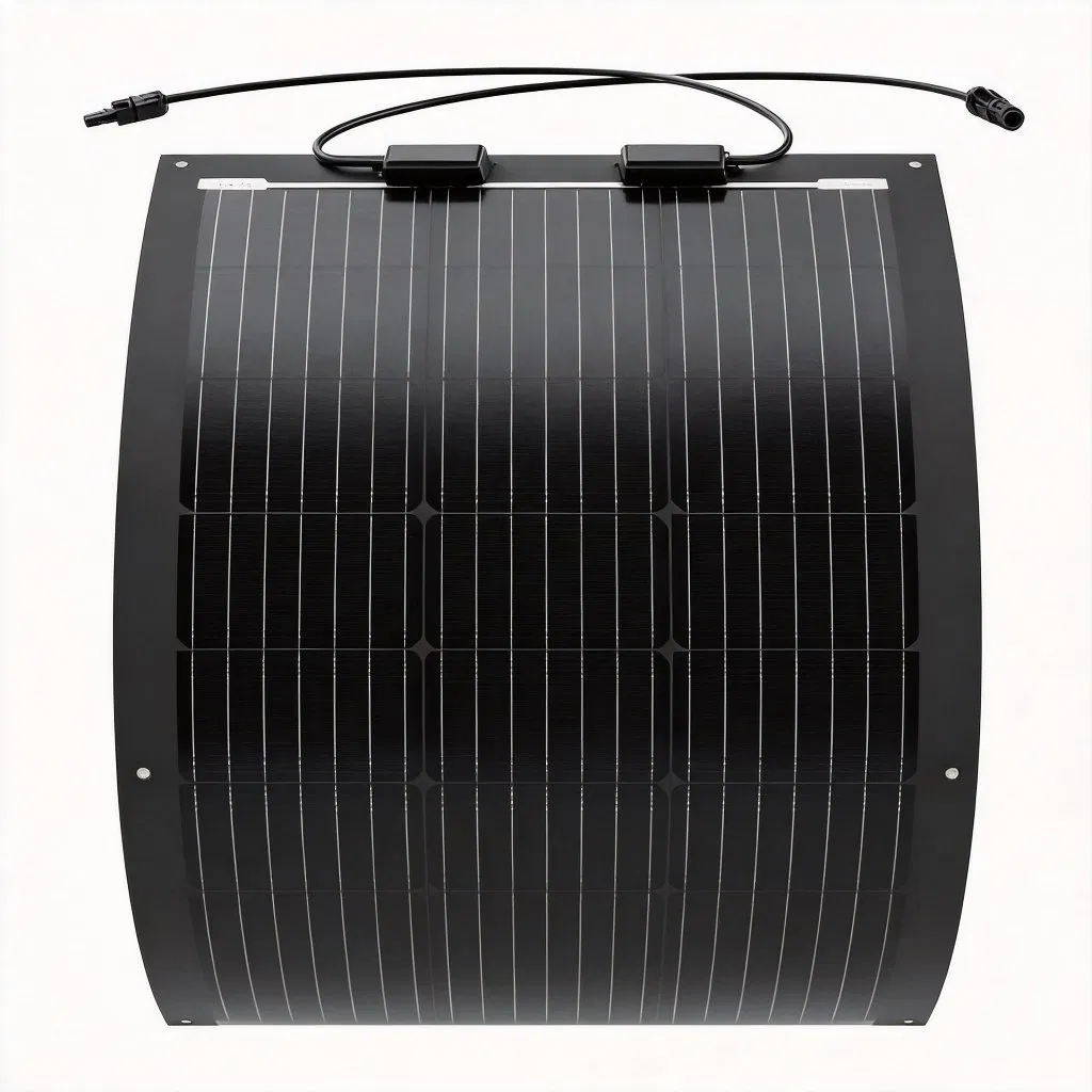 Painel Solar Flexível Leve Preto Total 100W 18V para Rvs, Iates, Camping e Varandas