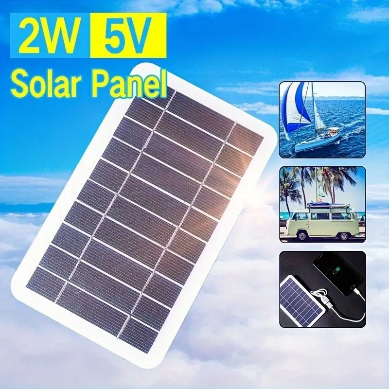 2W 5V Painel Solar Fotovoltaico USB Portátil Mini Placa de Carregamento para Uso Externo para Carregamento de Telefone Móvel