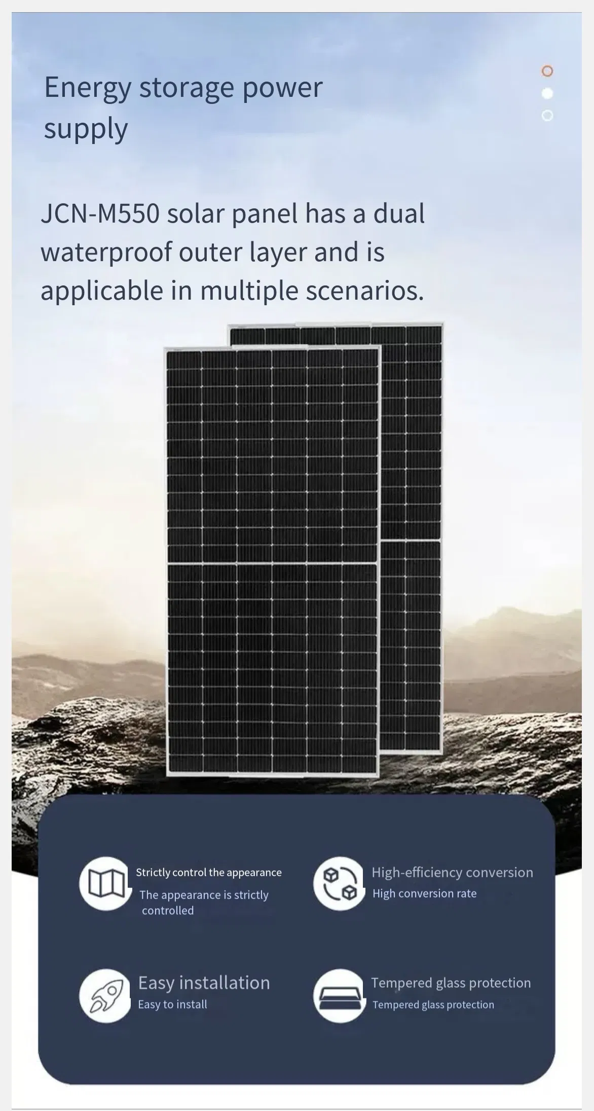 Telhado Solar Panels/580W-620W/Household; Ao Ar Livre; Energia Industrial