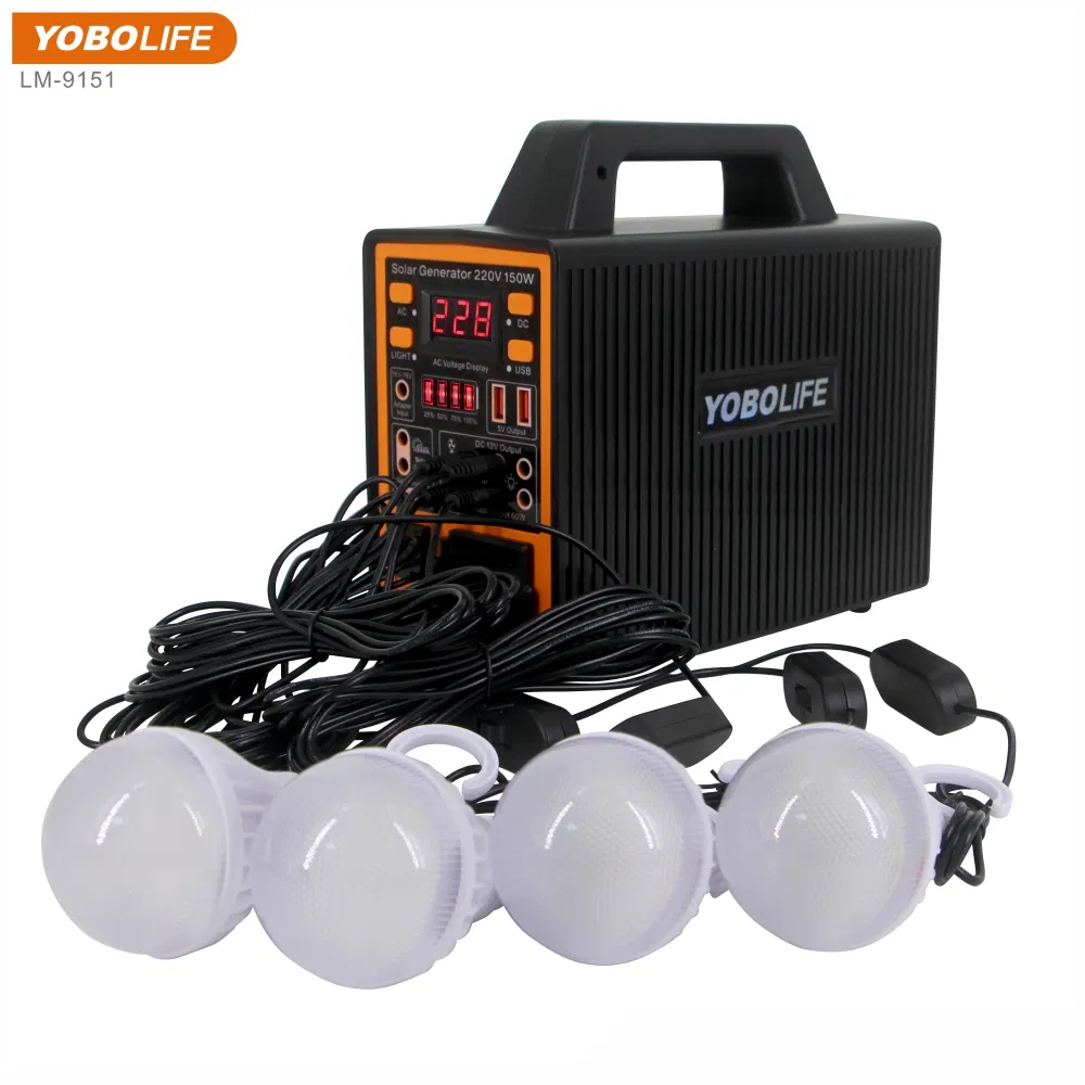 Painel Solar Portátil de Alta Eficiência Yobolife Off Grid 150W para Camping ao Ar Livre Sistema de Energia Solar Móvel para Casa