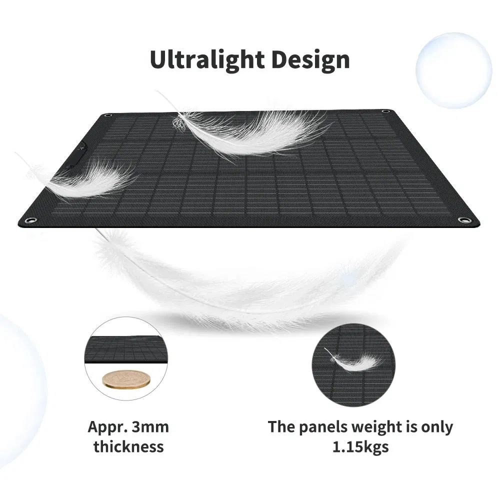Painéis Solares Fotovoltaicos Flexíveis Ultra Leves e Portáteis 50W Kit de Painéis Solares Flexíveis ETFE