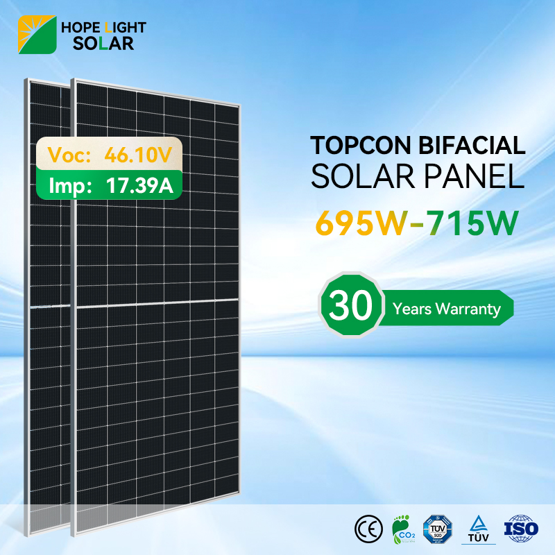 Painel Solar Fotovoltaico 695W 700W 710W 715W Painéis Topcon Tipo N
