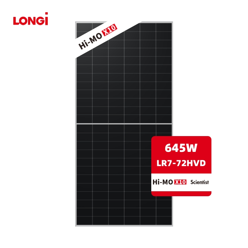 Painel Solar Bifacial Longi 650W Hi-Mo X10 Cientista Lr7-72hvd 640~665m 640W 655W 660W 665W Fotovoltaico para Sistema de Energia Solar em Estoque Preço de Armazém