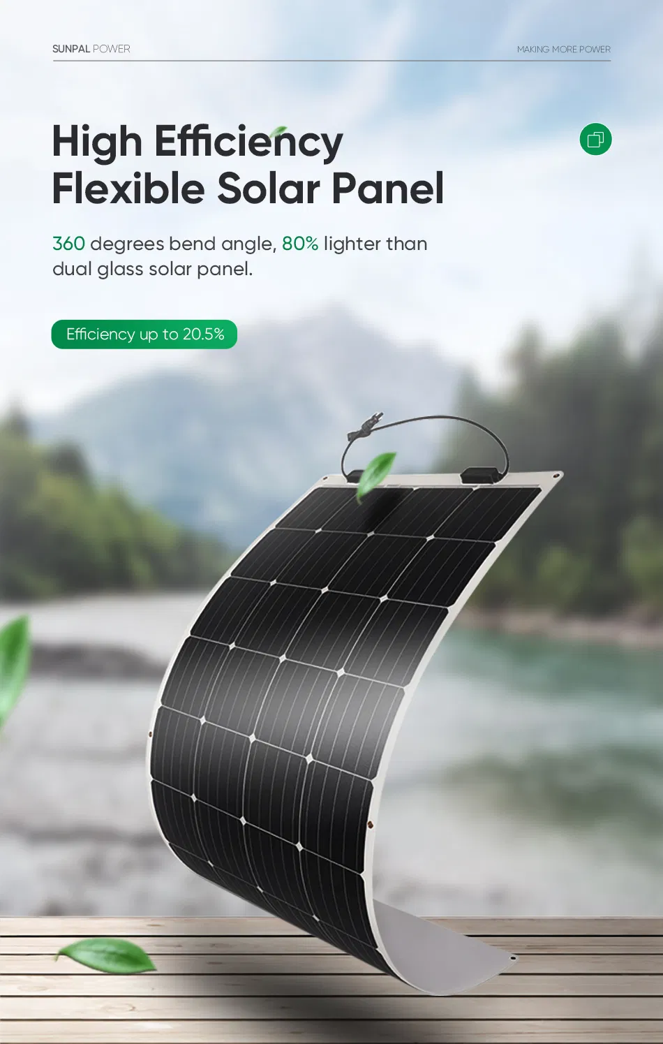 Painel Solar Monocristalino Flexível