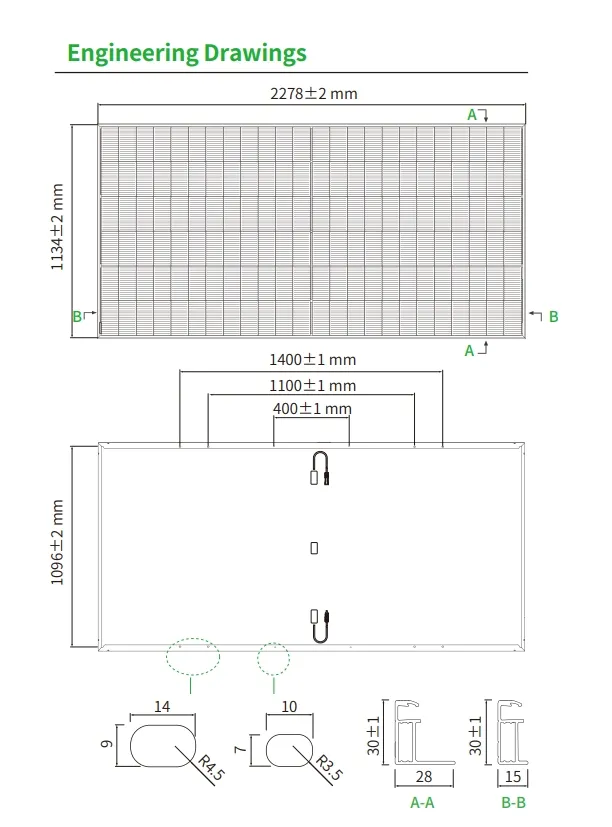 Design do módulo solar vista frontal