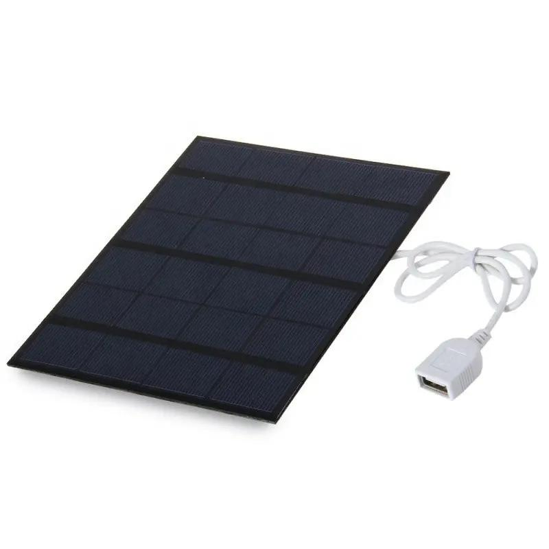 3.5W 6V Painéis Solares de Silício Policristalino com Cabo de Carga USB para Ventiladores USB, Bancos de Energia, Telefone Móvel